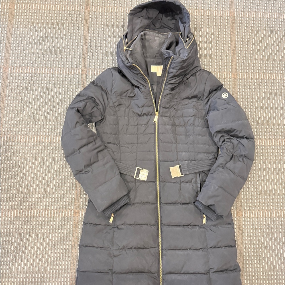 Women's Michael Kors Quilted Hooded Jacket - Black (S)